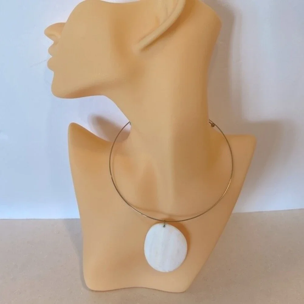 Genuine Mother of Pearl Silver Choker With Comfortable 17.5” Circumference.